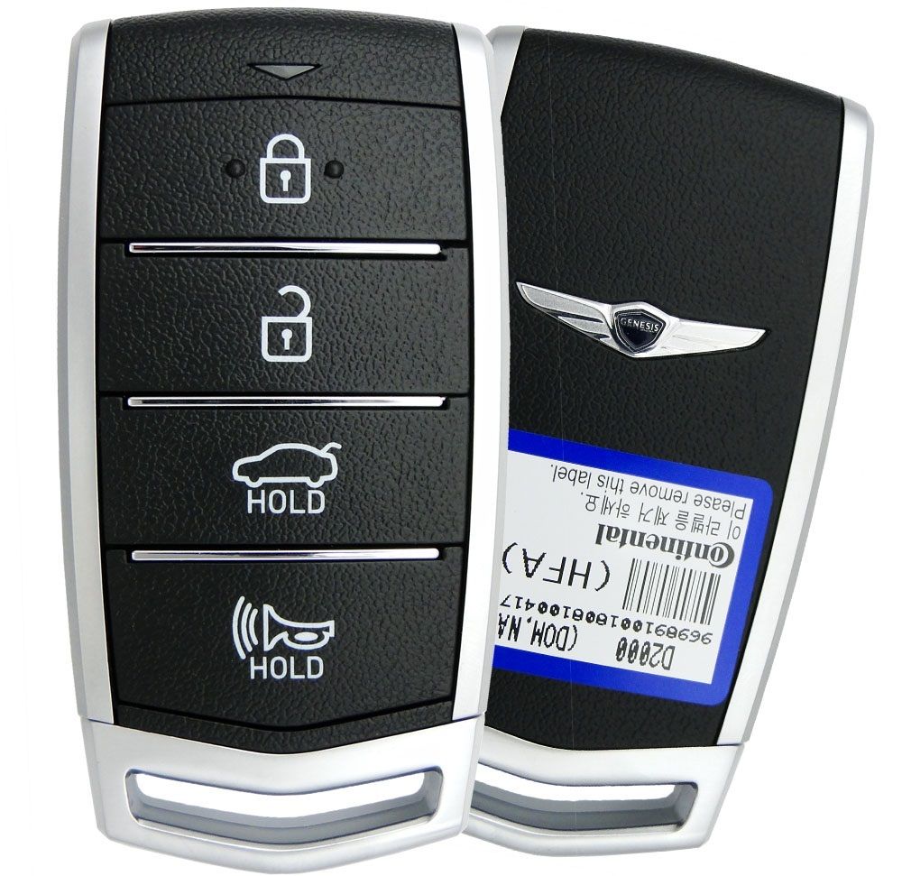 SANRILY Full Cover Smart Key Fob Case For Genesis G70 G80 G90 (2017-2022) - Black With Gold Edge & Keychain - View #14