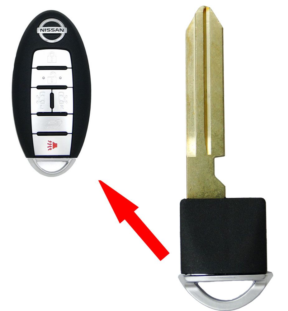 Nissan Infiniti Emergency Insert key NI06 NI05 for smart remotes - no chip, chrome head - Aftermarket