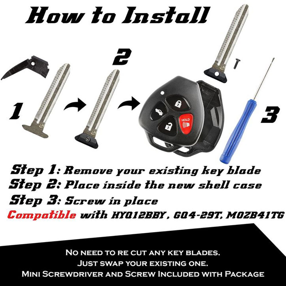 Replacement Toyota Scion 4 button Remote Shell Kit - NO CUTTING - Aftermarket