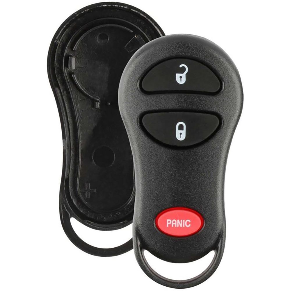 3 button Chrysler Dodge Jeep replacement case/shell with rubber pad - Aftermarket
