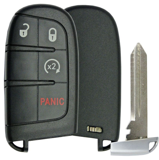 Replacement 4 button Dodge Jeep Smart Remote Shell w/  Remote Start - Aftermarket