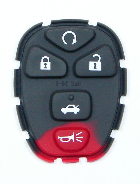 5 Button Buick, Cadillac, Chevy, Pontiac, Saturn Remote Replacement Rubber Pad - Aftermarket