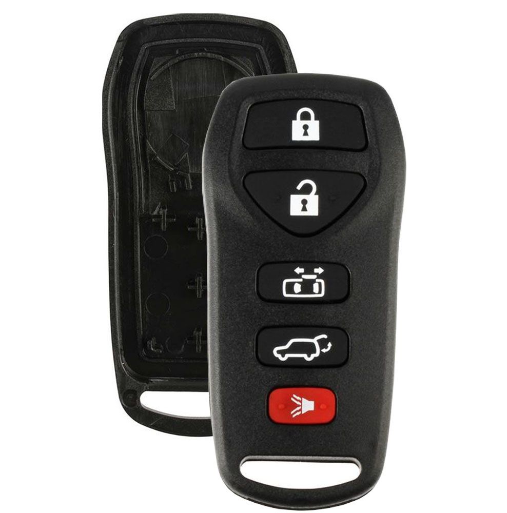 5 button Nissan Quest remote replacement shell with rubber buttons - Aftermarket