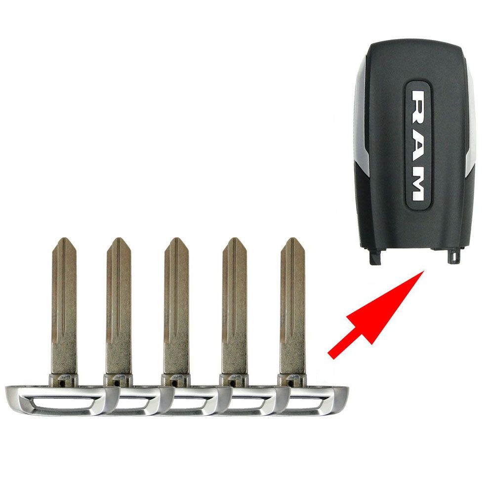 5 PACK - 2019+ Dodge RAM Smart Remote Emergency Insert Keys - Aftermarket