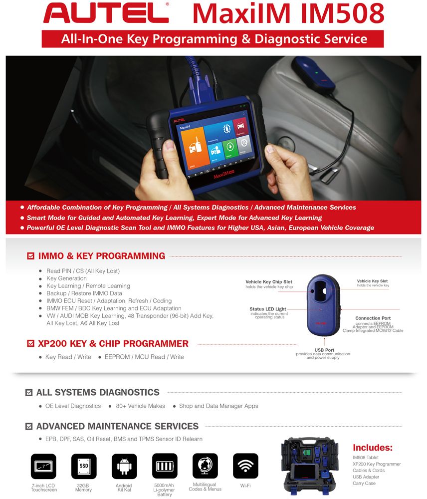 AUTEL MAXIIM IM508 Auto Key and Remote Programmer - Diagnostic Tool - CarandTruckRemotes