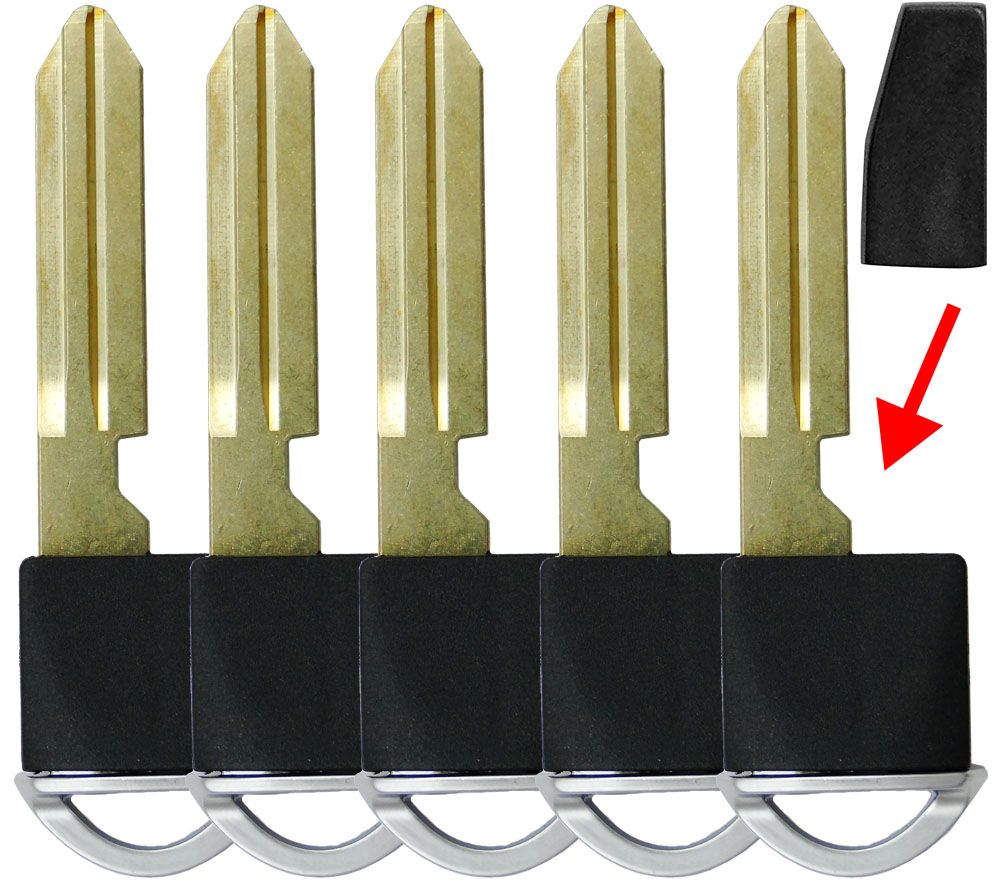Nissan Infiniti Emergency Insert key for smart remotes - WITH CHIP 5 pack - Aftermarket
