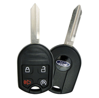 Two Ford vehicle key fobs with lock unlock panic and remote start buttons
