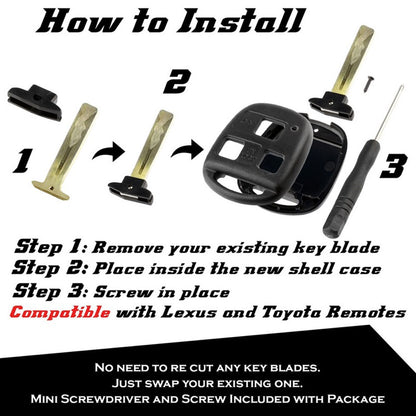 Replacement Lexus Remote Shell Kit - NO CUTTING - Aftermarket