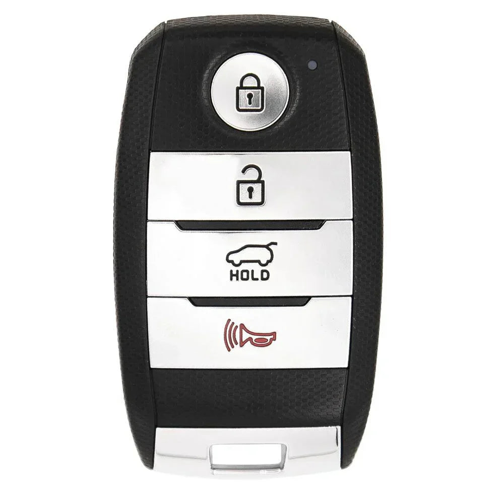 Black and silver car key fob with lock unlock trunk and panic buttons