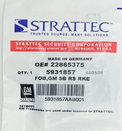 Strattec 5931857 Cadillac SRX Smart Keyless Entry Remote - CarandTruckRemotes