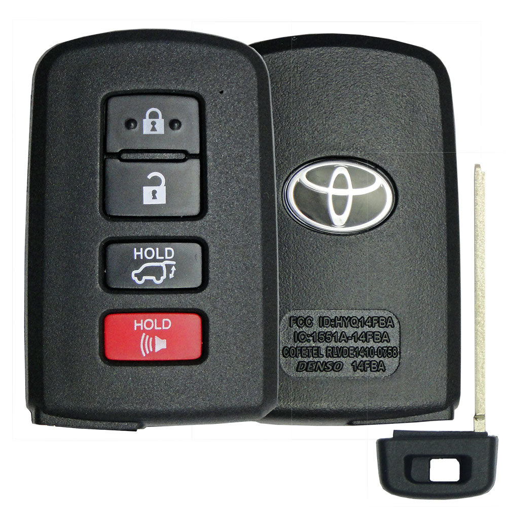 Toyota 4 Button w/  Power Gate Smart Remote Replacement Shell